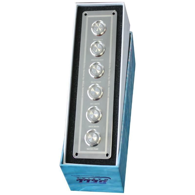 VIPER ELITE SERIES SLIMLINE MARINE 6 GANG WITH STAINLESS STEEL ON/OFF SWITCH - BLUE LED (INLINE)